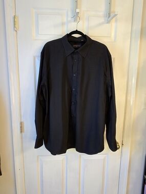 Soft Business J. Iver Men's Classic Black Button-Up Shirt 2XL Acadamia Big&Tall